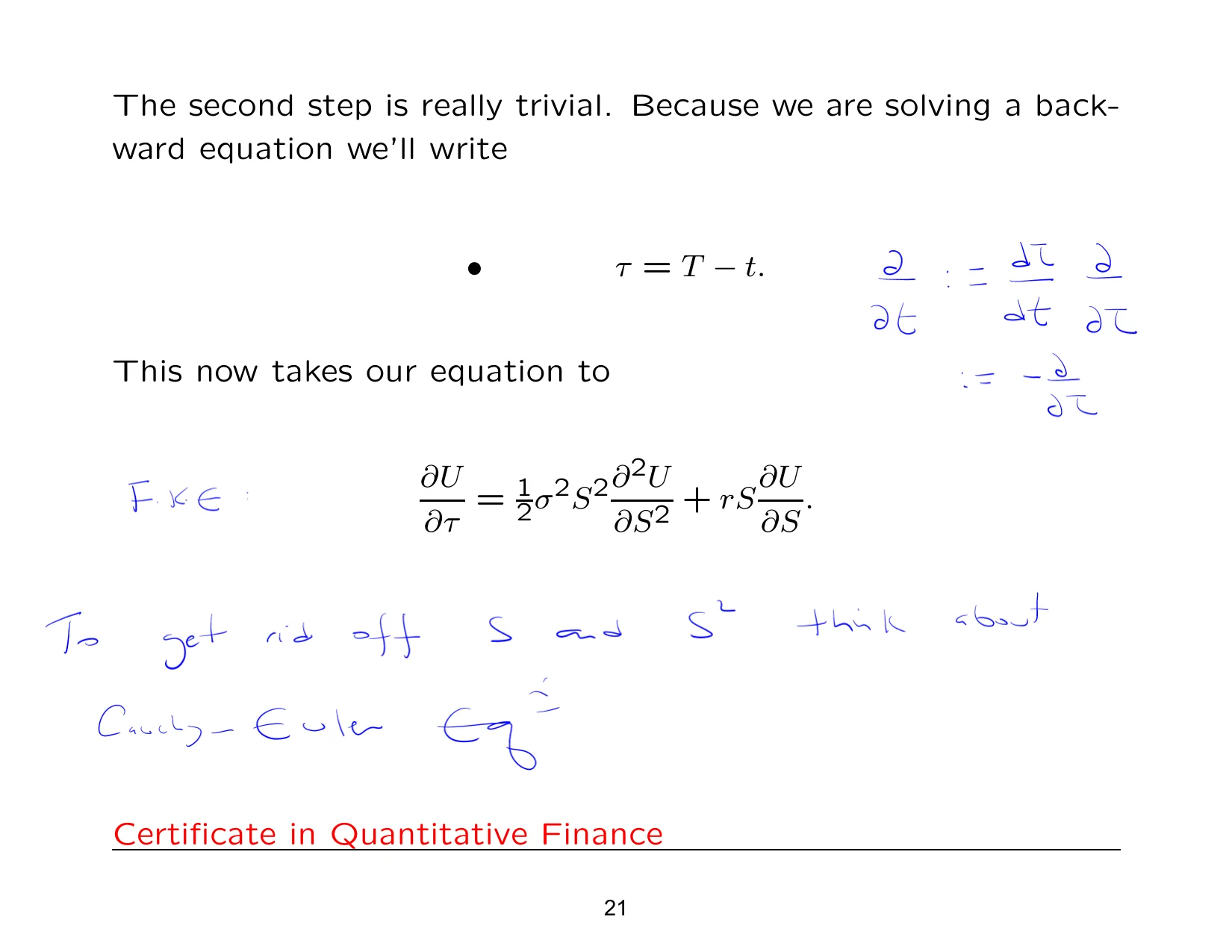 The second step is really trivial. Because we are solving a back- — with the lecturer's notes