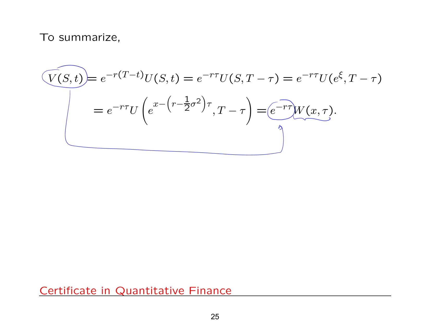 To summarize, — with the lecturer's notes