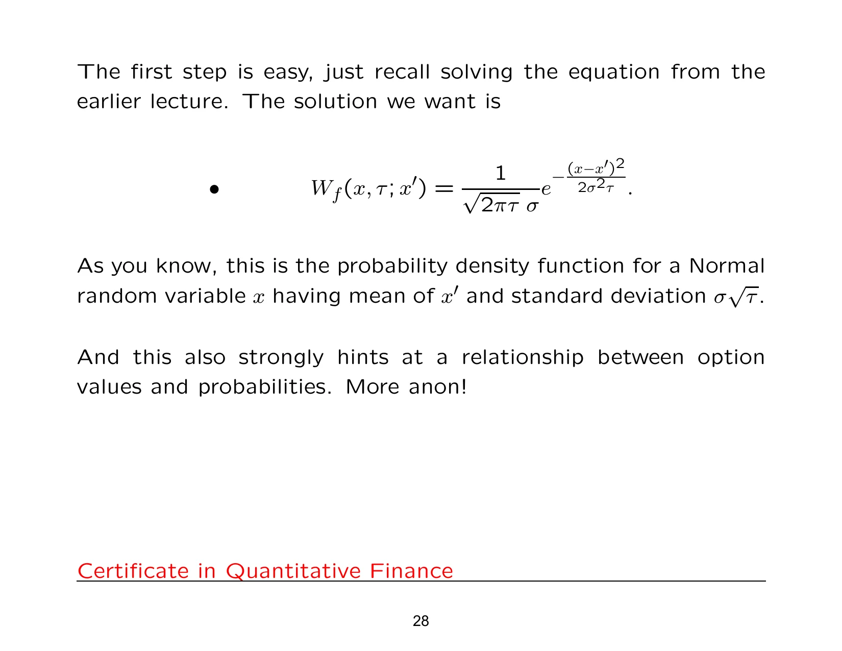 The ﬁrst step is easy, just recall solving the equation from the — with the lecturer's notes