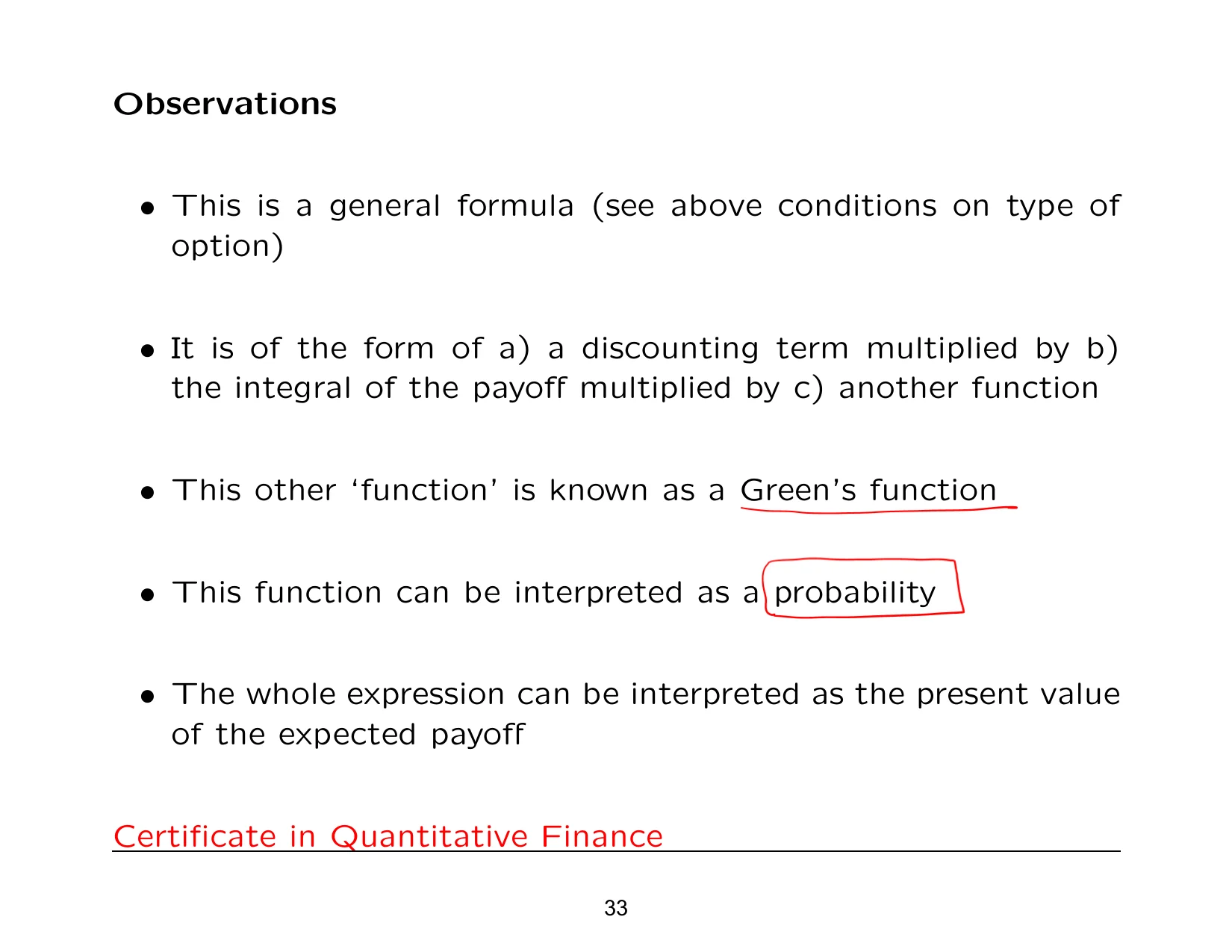 Observations — with the lecturer's notes