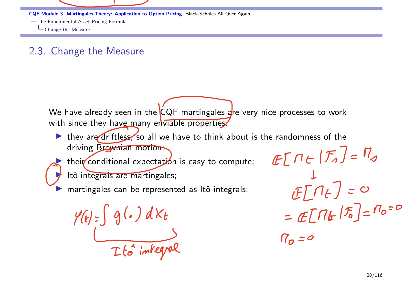 CQF Module 3 Martingales Theory: Application to Option Pricing Black-Scholes All Over Again — with the lecturer's notes
