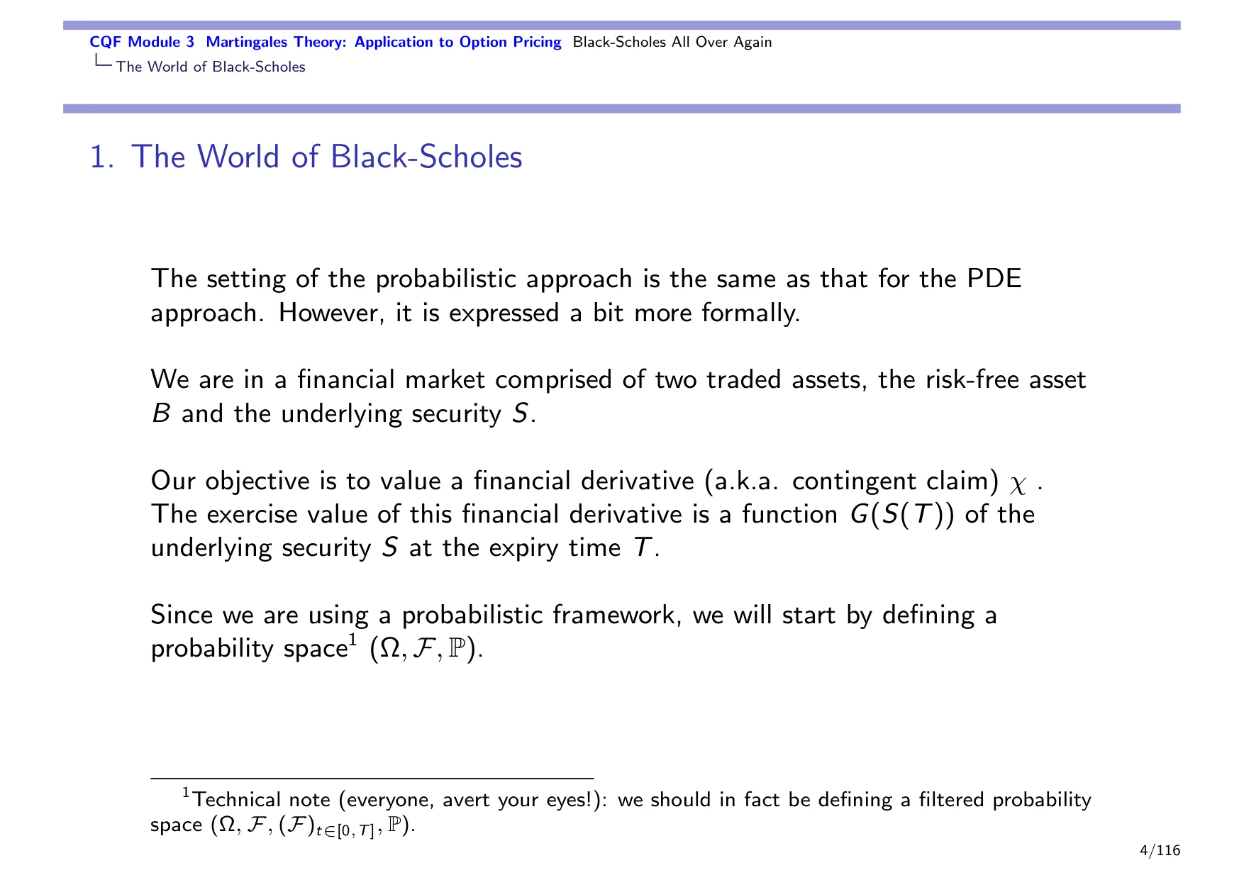 CQF Module 3 Martingales Theory: Application to Option Pricing Black-Scholes All Over Again