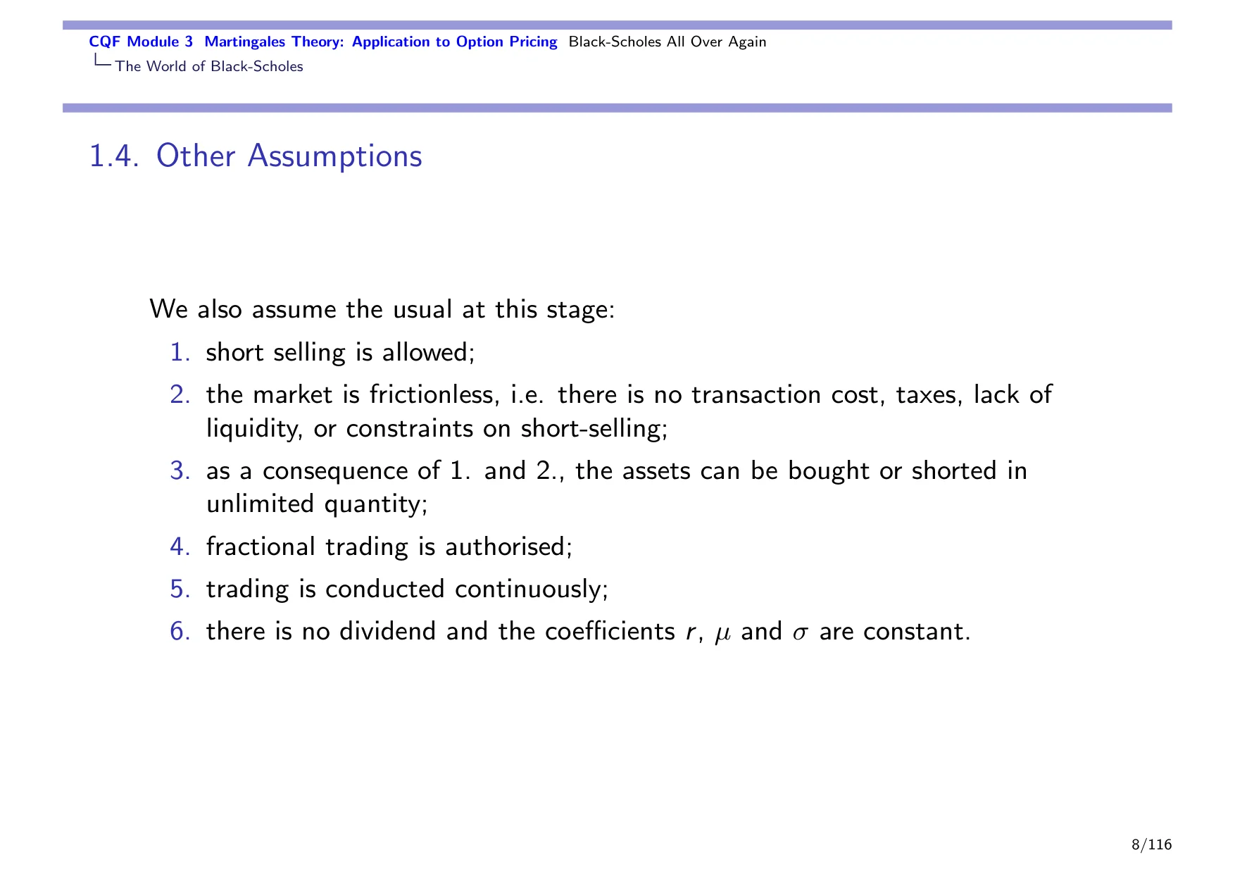 CQF Module 3 Martingales Theory: Application to Option Pricing Black-Scholes All Over Again