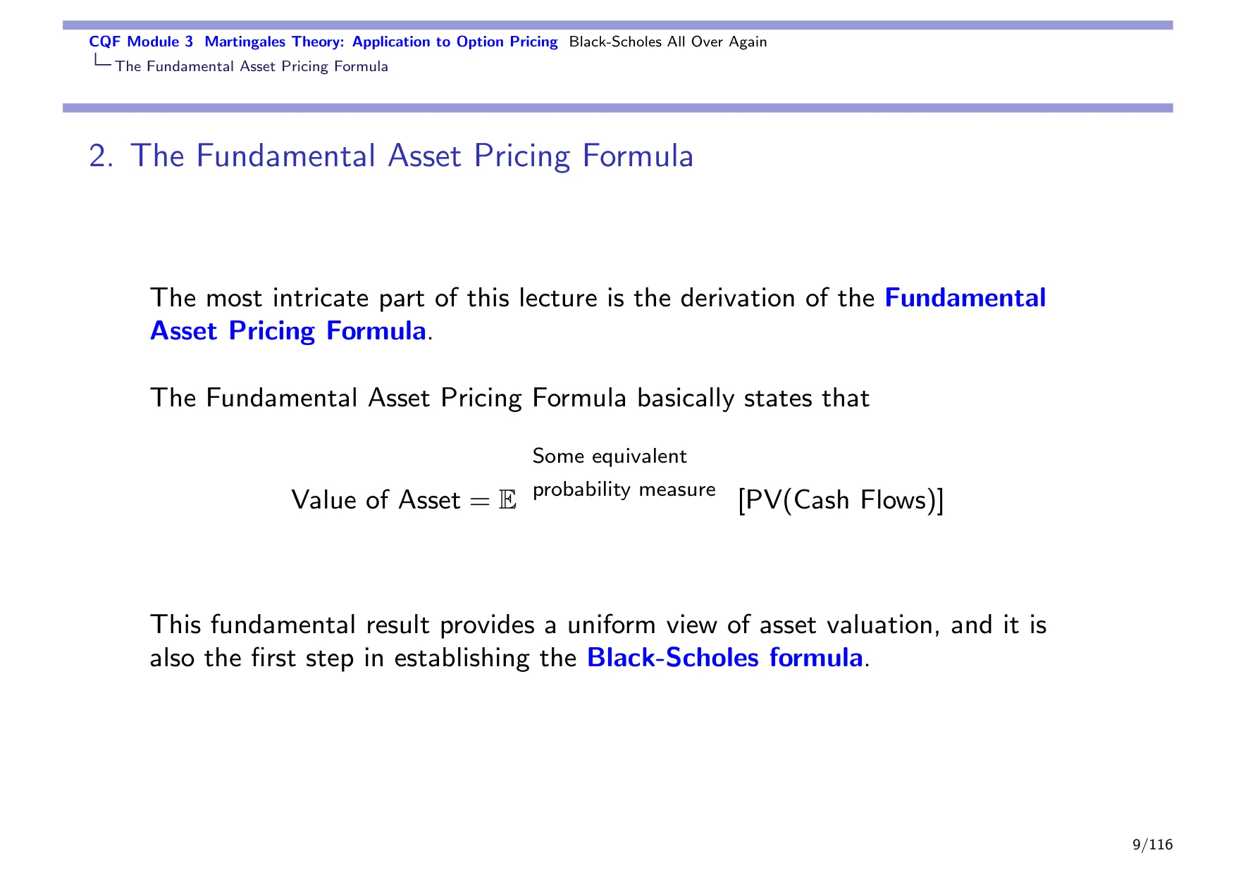 CQF Module 3 Martingales Theory: Application to Option Pricing Black-Scholes All Over Again
